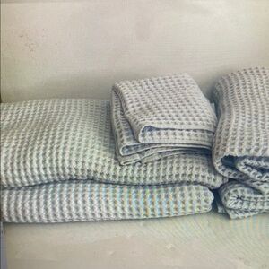 Brooklinen Dreamweave Waffle BLUE MIST SET 2 Bath Sheets 2 Towel 1 Hand New 5pc